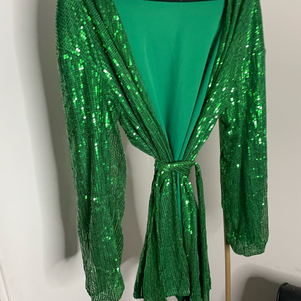 Green Glitter blazer w/belt